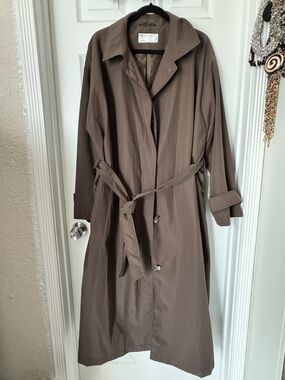 ASOS Curve Taupe Longline Belted Trench Coat